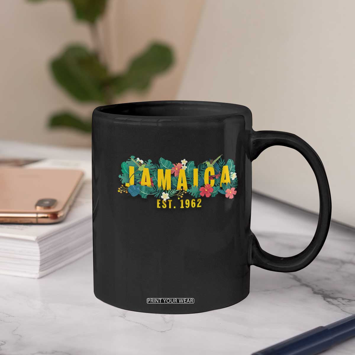 Jamaica Est 1962 Tropical Independence Coffee Mug Doctor Bird and Hibiscus Botanical Travel Souvenir TS02 Print Your Wear