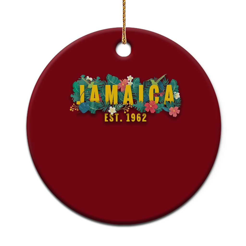 Jamaica Est 1962 Tropical Independence Ceramic Ornament Doctor Bird and Hibiscus Botanical Travel Souvenir TS02 1pc Red Print Your Wear