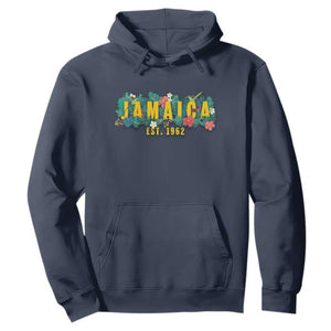 Jamaica Est 1962 Tropical Independence Hoodie Doctor Bird and Hibiscus Botanical Travel Souvenir TS02 Navy Print Your Wear