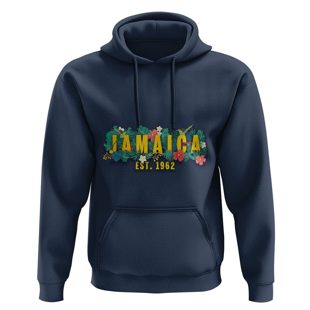 Jamaica Est 1962 Jamaican Flower Bird Travel Souvenir Hoodie TS02 Navy Print Your Wear