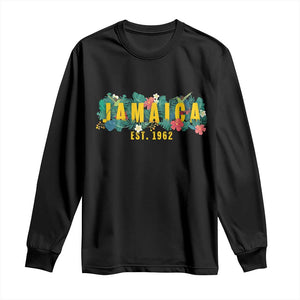 Jamaica Est 1962 Tropical Independence Long Sleeve Shirt Doctor Bird and Hibiscus Botanical Travel Souvenir TS02 Black Print Your Wear