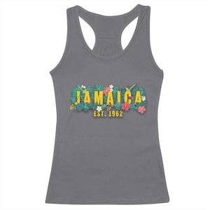 Jamaica Est 1962 Tropical Independence Racerback Tank Top Doctor Bird and Hibiscus Botanical Travel Souvenir TS02 Charcoal Print Your Wear