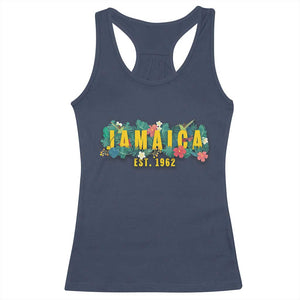 Jamaica Est 1962 Tropical Independence Racerback Tank Top Doctor Bird and Hibiscus Botanical Travel Souvenir TS02 Navy Print Your Wear