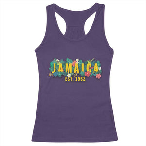 Jamaica Est 1962 Tropical Independence Racerback Tank Top Doctor Bird and Hibiscus Botanical Travel Souvenir TS02 Purple Print Your Wear