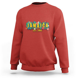 Jamaica Est 1962 Jamaican Flower Bird Travel Souvenir Sweatshirt TS02 Red Print Your Wear