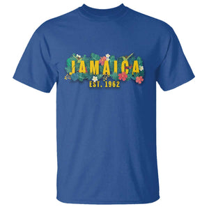 Jamaica Est 1962 Tropical Independence T Shirt Doctor Bird and Hibiscus Botanical Travel Souvenir TS02 Royal Blue Printyourwear