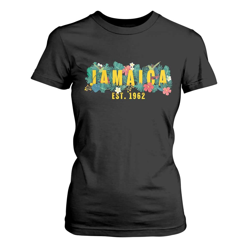 Jamaica Est 1962 Tropical Independence T Shirt For Women Doctor Bird and Hibiscus Botanical Travel Souvenir TS02 Black Print Your Wear