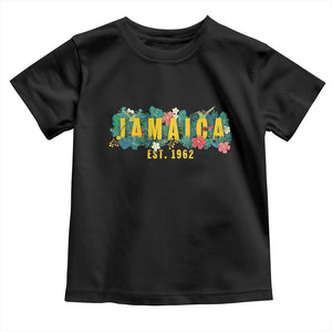 Jamaica Est 1962 Tropical Independence Toddler T Shirt Doctor Bird and Hibiscus Botanical Travel Souvenir TS02 Black Print Your Wear