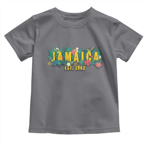 Jamaica Est 1962 Tropical Independence Toddler T Shirt Doctor Bird and Hibiscus Botanical Travel Souvenir TS02 Charcoal Print Your Wear
