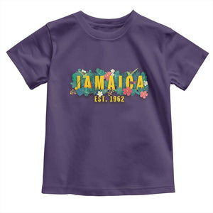 Jamaica Est 1962 Tropical Independence Toddler T Shirt Doctor Bird and Hibiscus Botanical Travel Souvenir TS02 Purple Print Your Wear