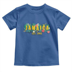 Jamaica Est 1962 Tropical Independence Toddler T Shirt Doctor Bird and Hibiscus Botanical Travel Souvenir TS02 Royal Blue Print Your Wear