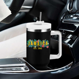 Jamaica Est 1962 Tropical Independence Tumbler With Handle Doctor Bird and Hibiscus Botanical Travel Souvenir TS02 Print Your Wear