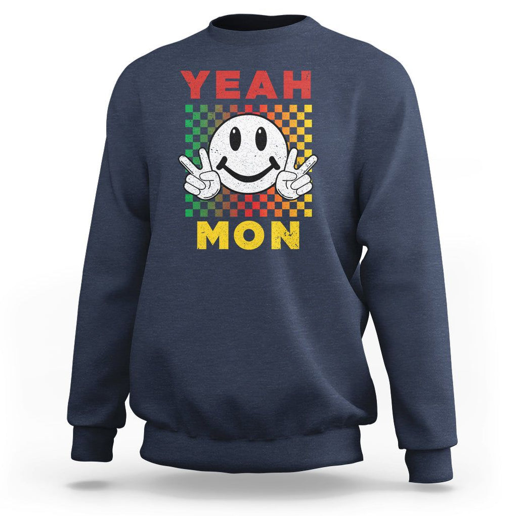 Yeah Mon Funny Caribbean Jamaican No Problem Jamaica Reggae Sweatshirt TS02 Navy Print Your Wear