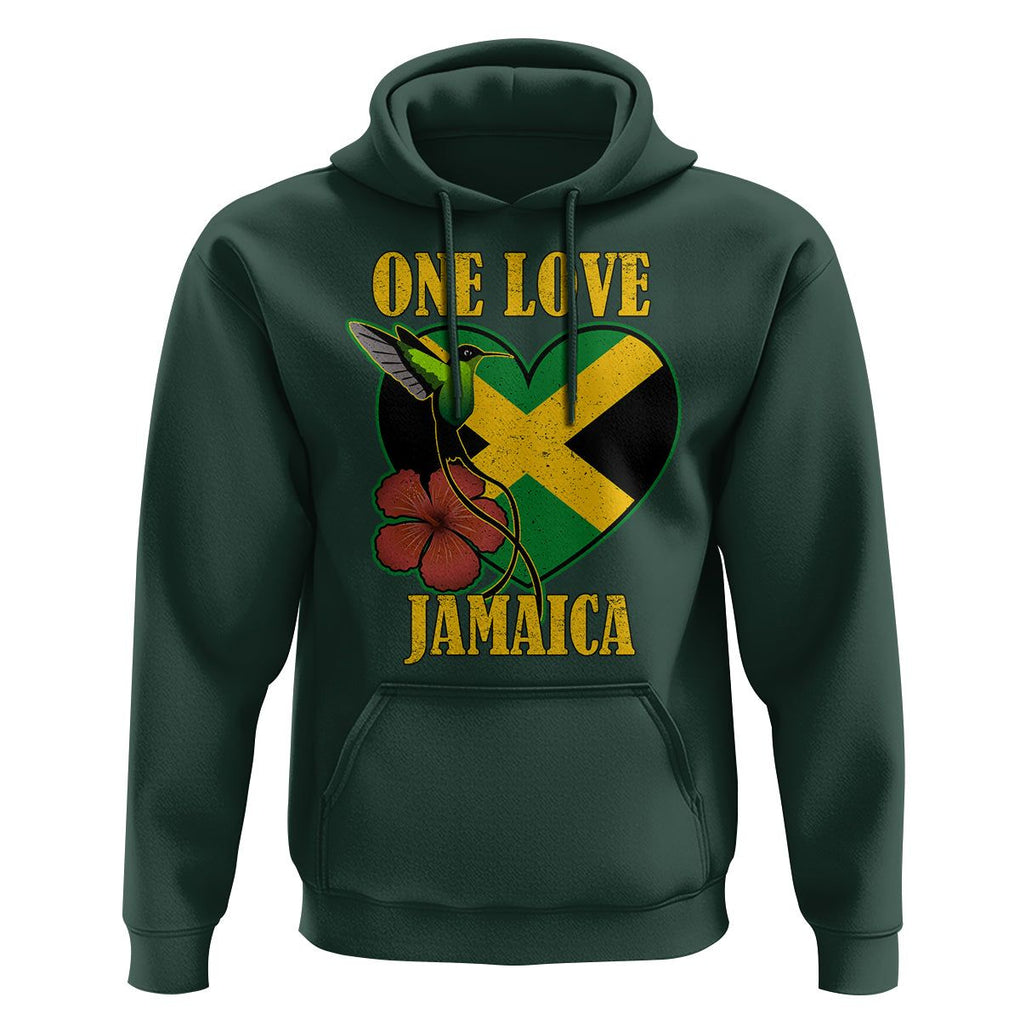 One Love Jamaica Flag Jamaican Caribbean Love Jamaica Reggae Hoodie TS02 Dark Forest Green Print Your Wear