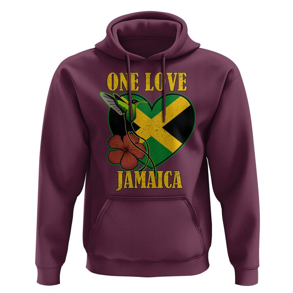 One Love Jamaica Flag Jamaican Caribbean Love Jamaica Reggae Hoodie TS02 Maroon Print Your Wear
