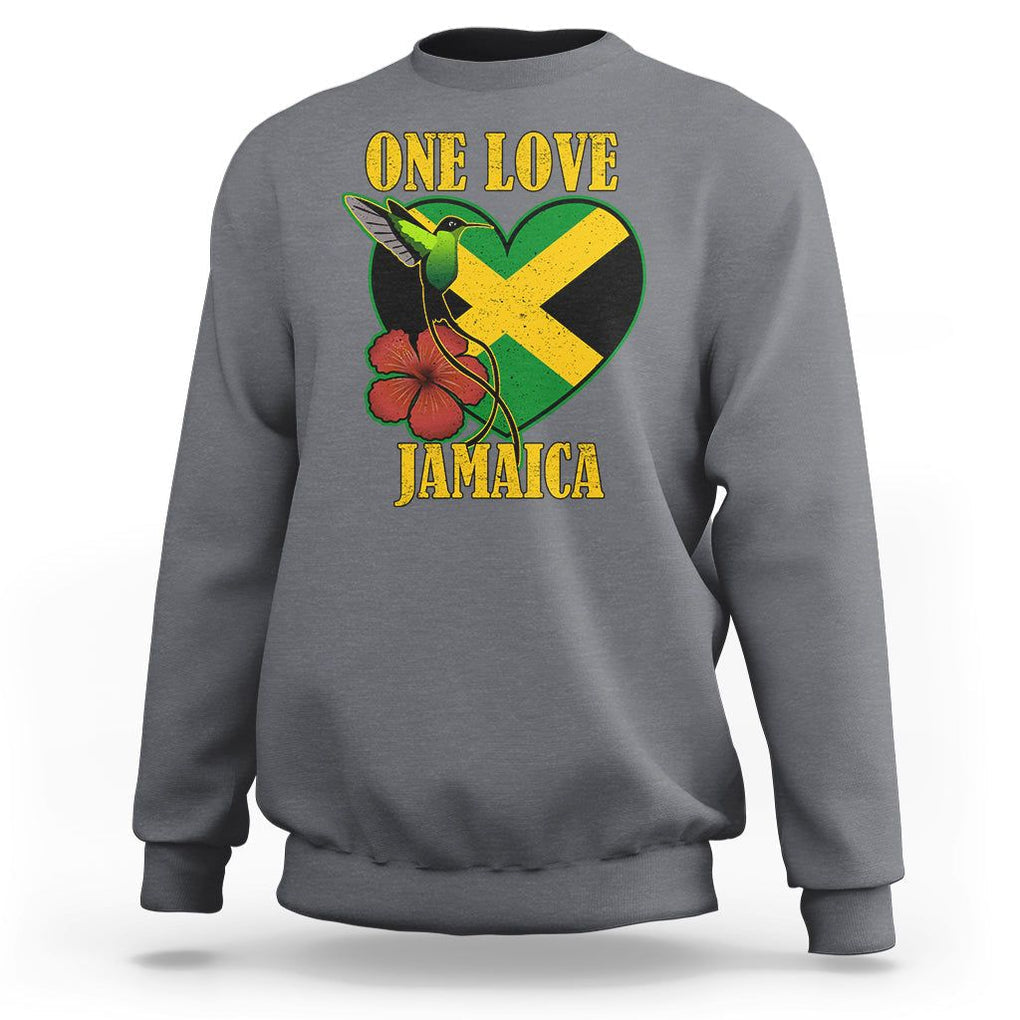 One Love Jamaica Flag Jamaican Caribbean Love Jamaica Reggae Sweatshirt TS02 Charcoal Print Your Wear