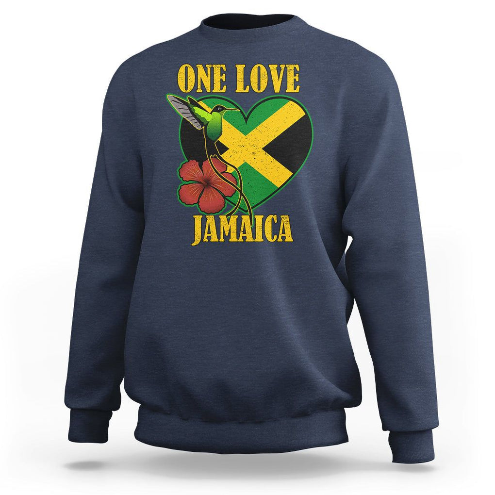 One Love Jamaica Flag Jamaican Caribbean Love Jamaica Reggae Sweatshirt TS02 Navy Print Your Wear