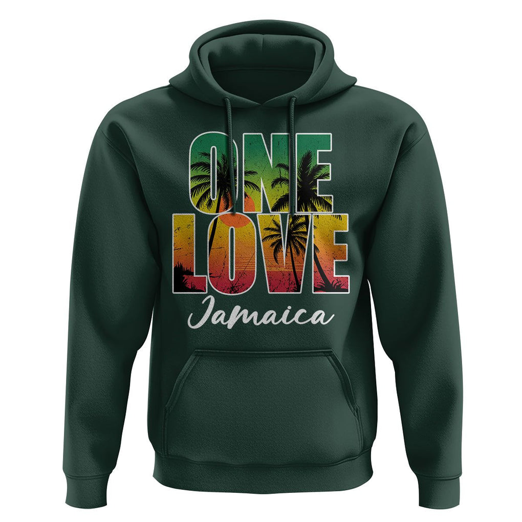 One Love Jamaica Jamaican Caribbean Vacation Jamaica Reggae Hoodie TS02 Dark Forest Green Print Your Wear