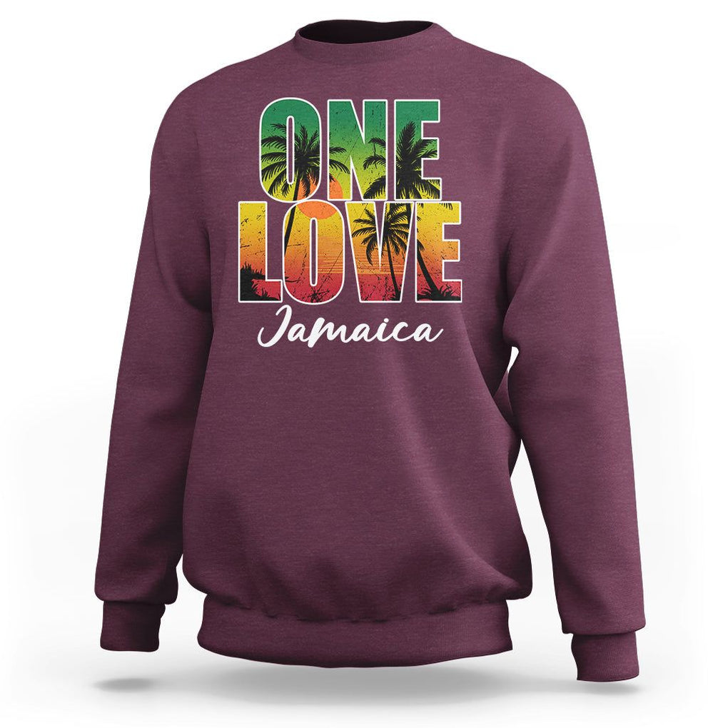 One Love Jamaica Jamaican Caribbean Vacation Jamaica Reggae Sweatshirt TS02 Maroon Print Your Wear