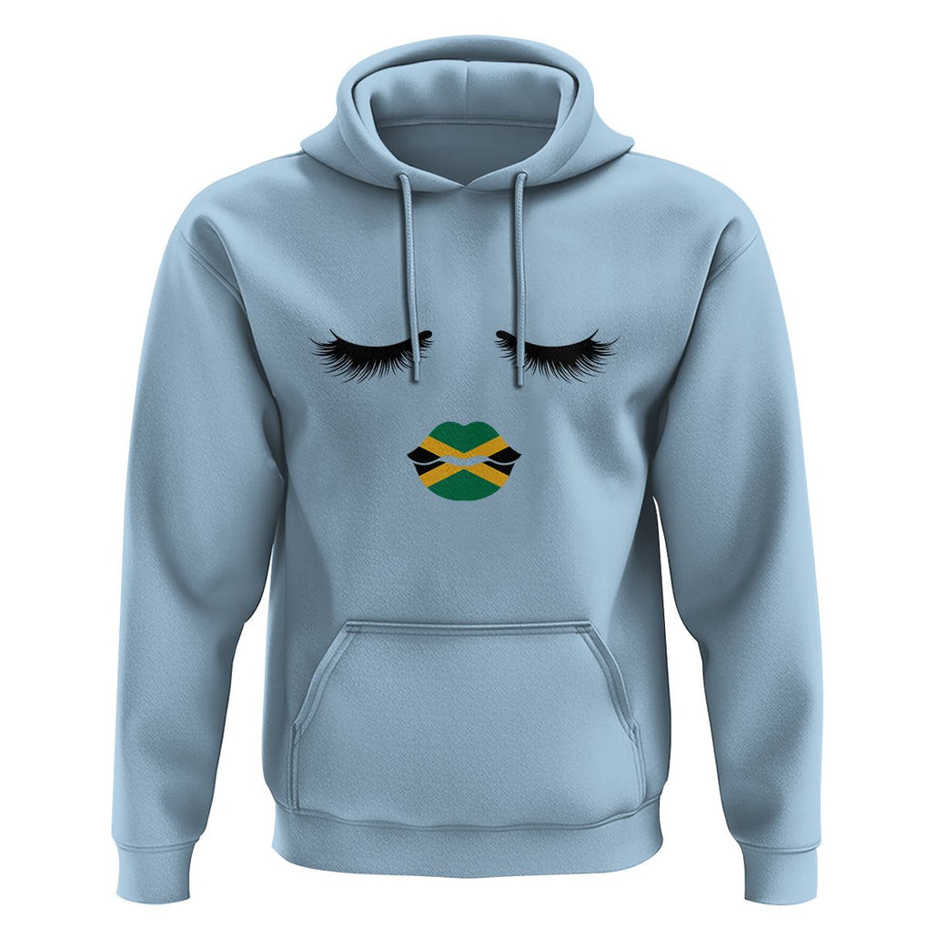 Jamaican Black Girls Eyelashes Lips Jamaica Flag Womens Hoodie TS02 Light Blue Print Your Wear