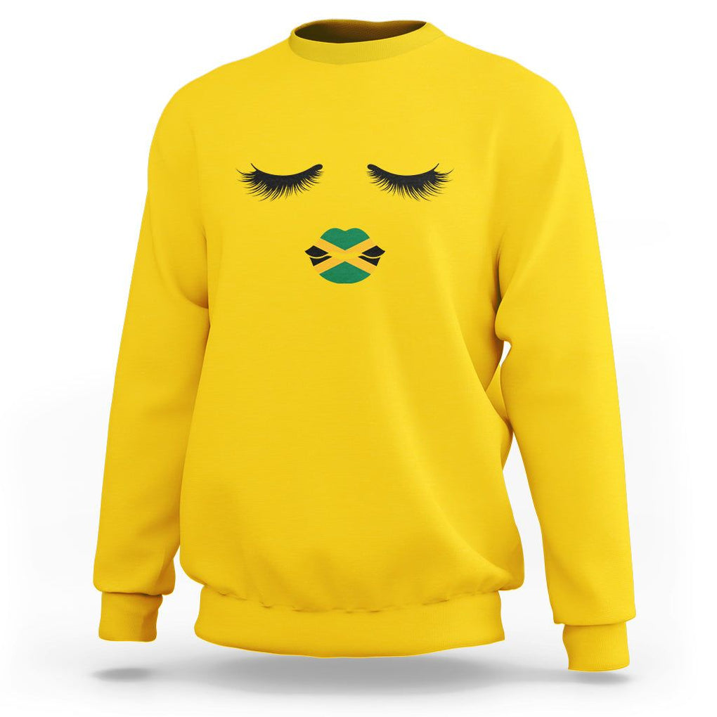 Jamaican Black Girls Eyelashes Lips Jamaica Flag Womens Sweatshirt TS02 Daisy Print Your Wear