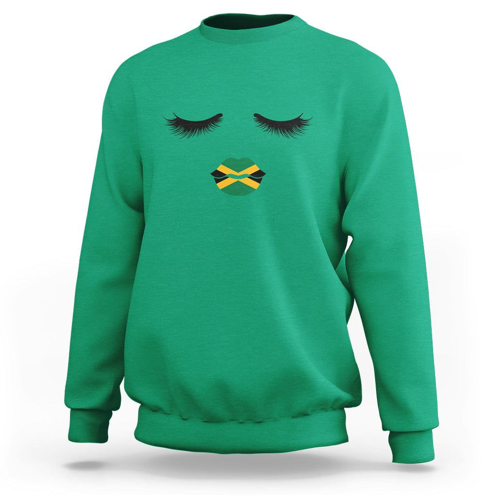 Jamaican Black Girls Eyelashes Lips Jamaica Flag Womens Sweatshirt TS02 Irish Green Print Your Wear