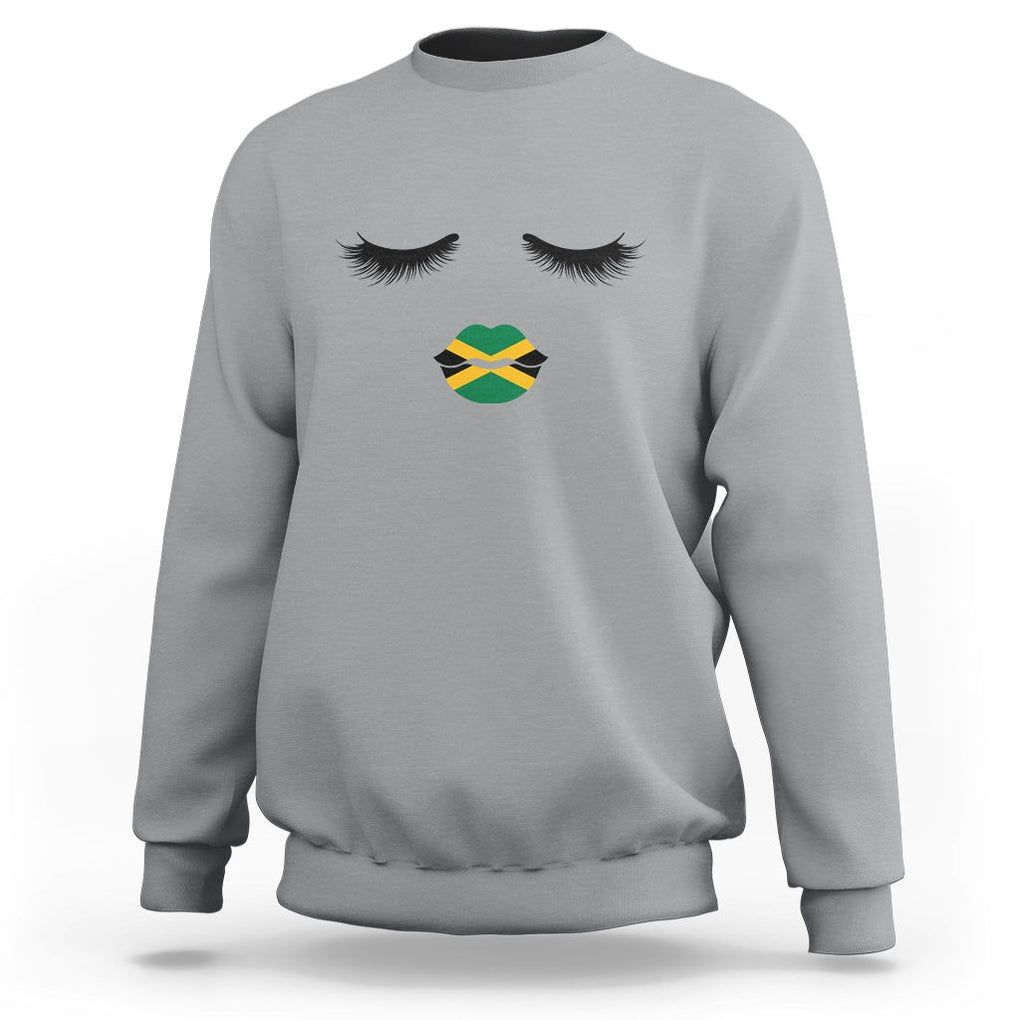 Jamaican Black Girls Eyelashes Lips Jamaica Flag Womens Sweatshirt TS02 Sport Gray Print Your Wear