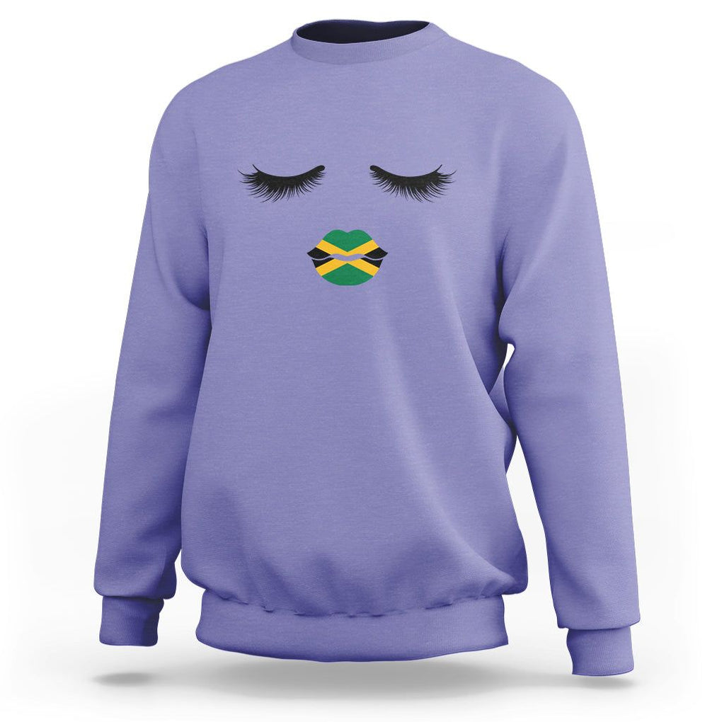 Jamaican Black Girls Eyelashes Lips Jamaica Flag Womens Sweatshirt TS02 Violet Print Your Wear