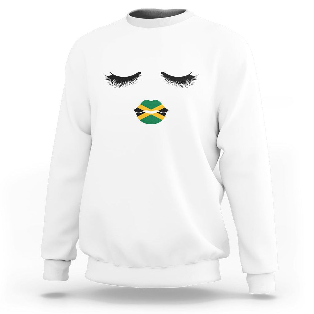 Jamaican Black Girls Eyelashes Lips Jamaica Flag Womens Sweatshirt TS02 White Print Your Wear