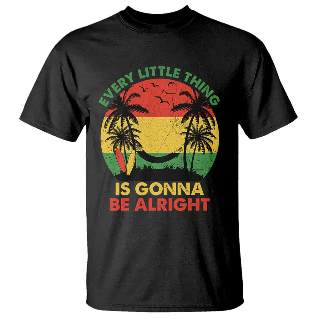 Every Little Thing Is Gonna Be Alright Retro Jamaica Reggae T Shirt TS02 Black Printyourwear