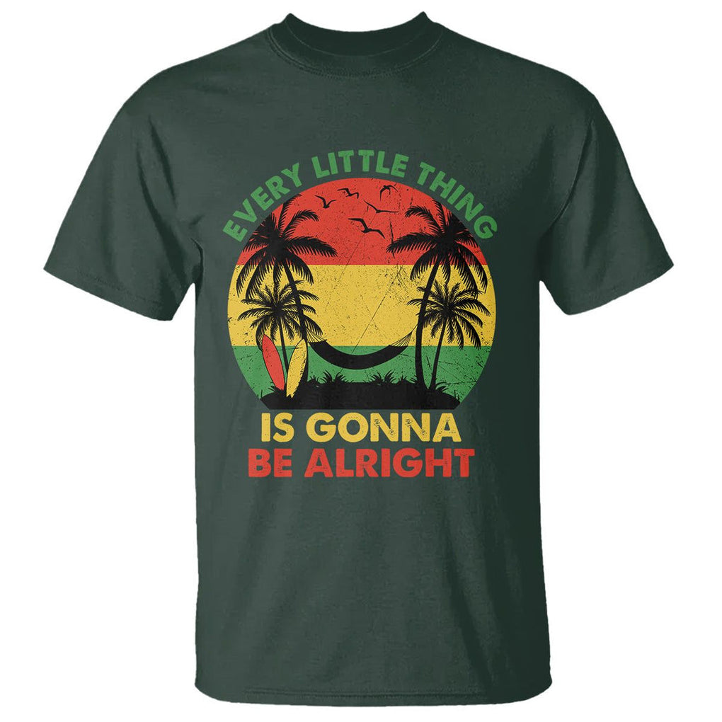 Every Little Thing Is Gonna Be Alright Retro Jamaica Reggae T Shirt TS02 Dark Forest Green Printyourwear