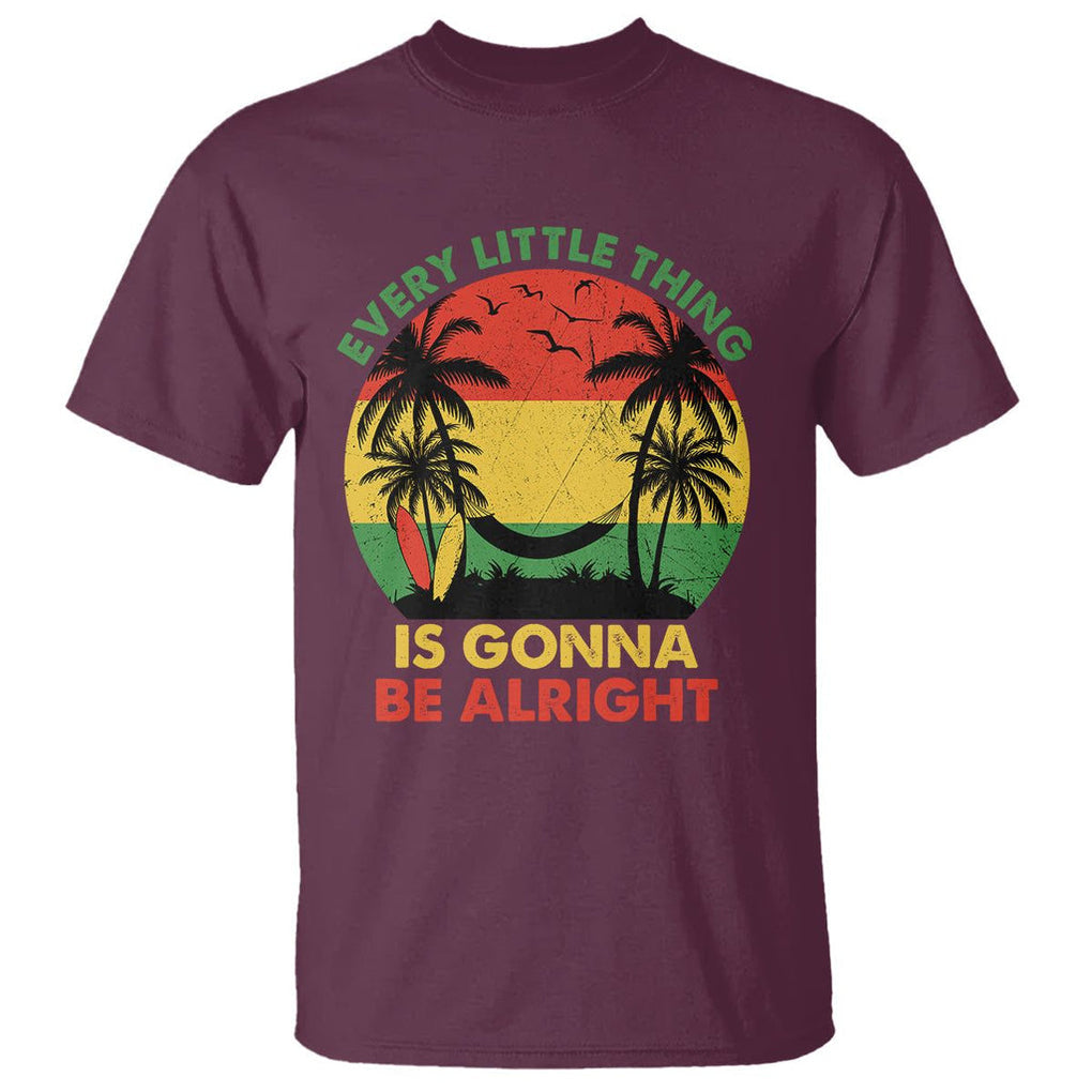 Every Little Thing Is Gonna Be Alright Retro Jamaica Reggae T Shirt TS02 Maroon Printyourwear