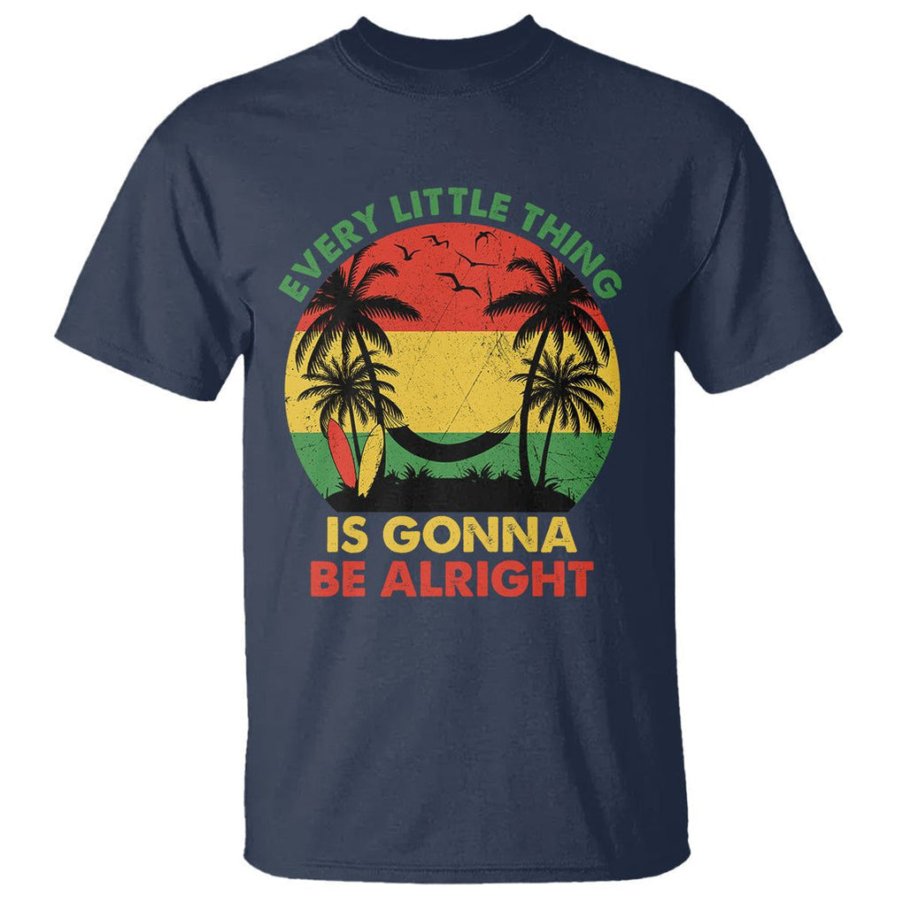 Every Little Thing Is Gonna Be Alright Retro Jamaica Reggae T Shirt TS02 Navy Printyourwear