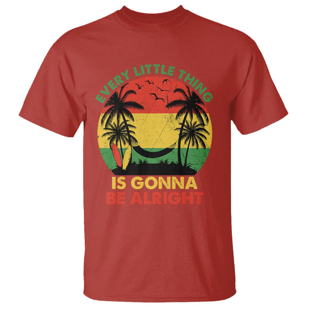 Every Little Thing Is Gonna Be Alright Retro Jamaica Reggae T Shirt TS02 Red Printyourwear
