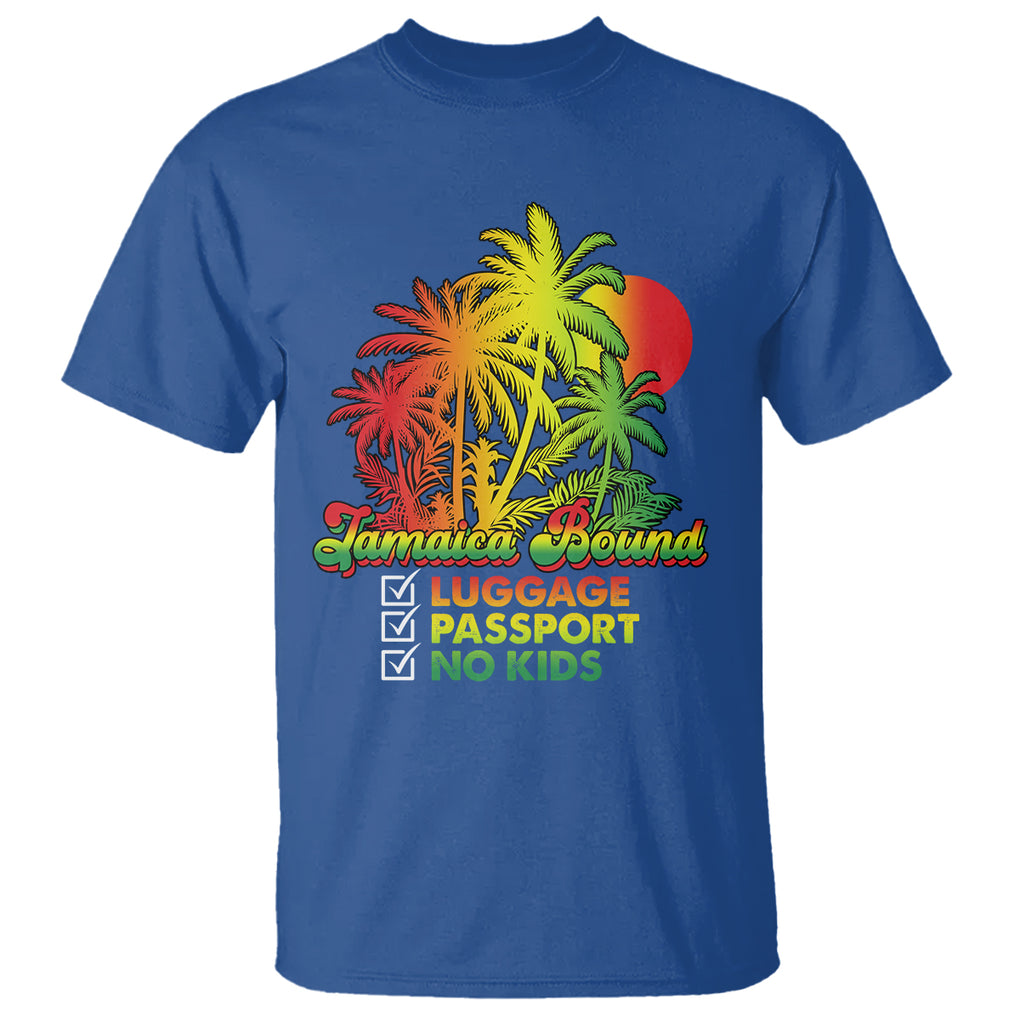 Jamaica Travel Luggage Passport No Kids Jamaican Reggae T Shirt TS02 Royal Blue Printyourwear