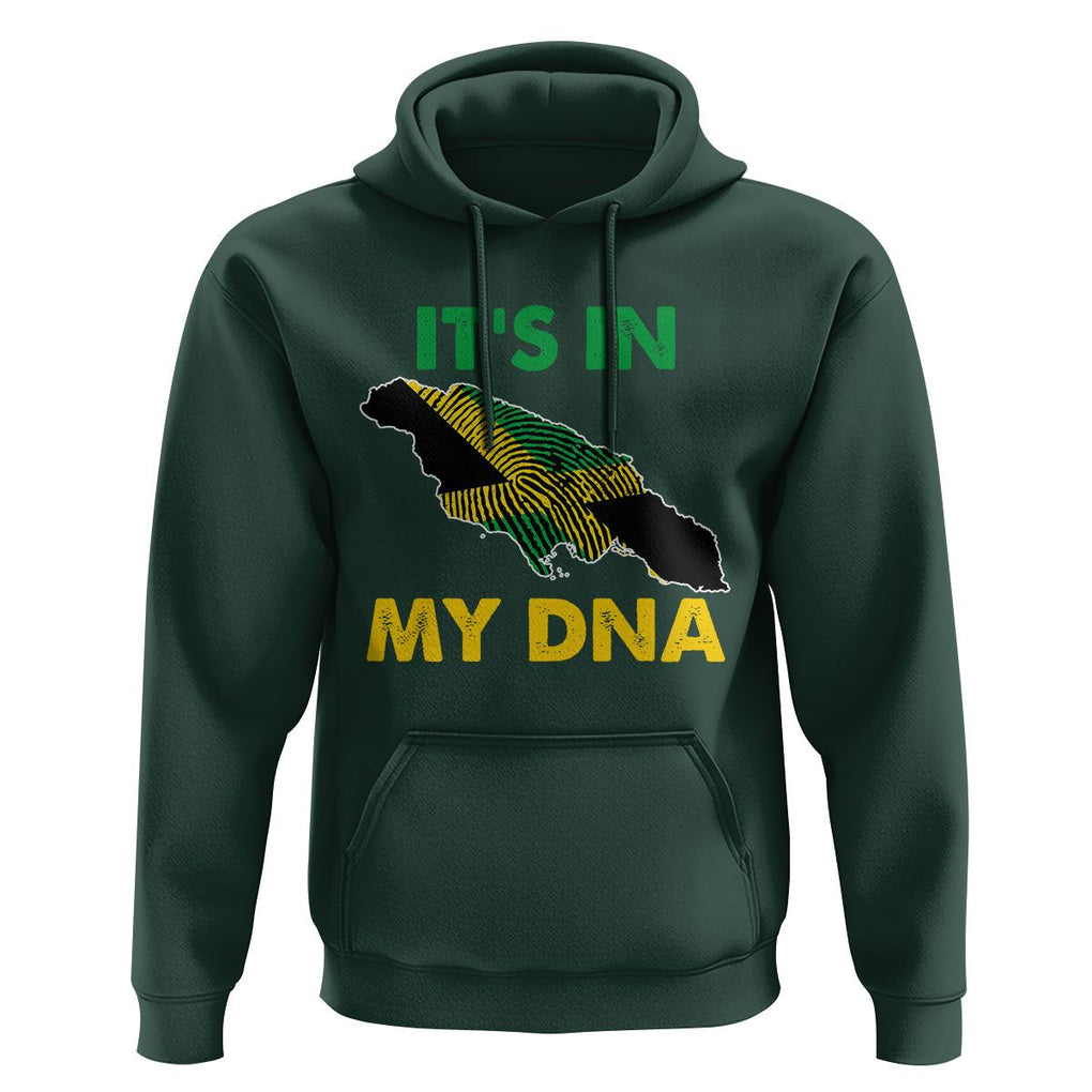 It's In My DNA Proud Jamaican Flag Map Jamaica Reggae Hoodie TS02 Dark Forest Green Print Your Wear
