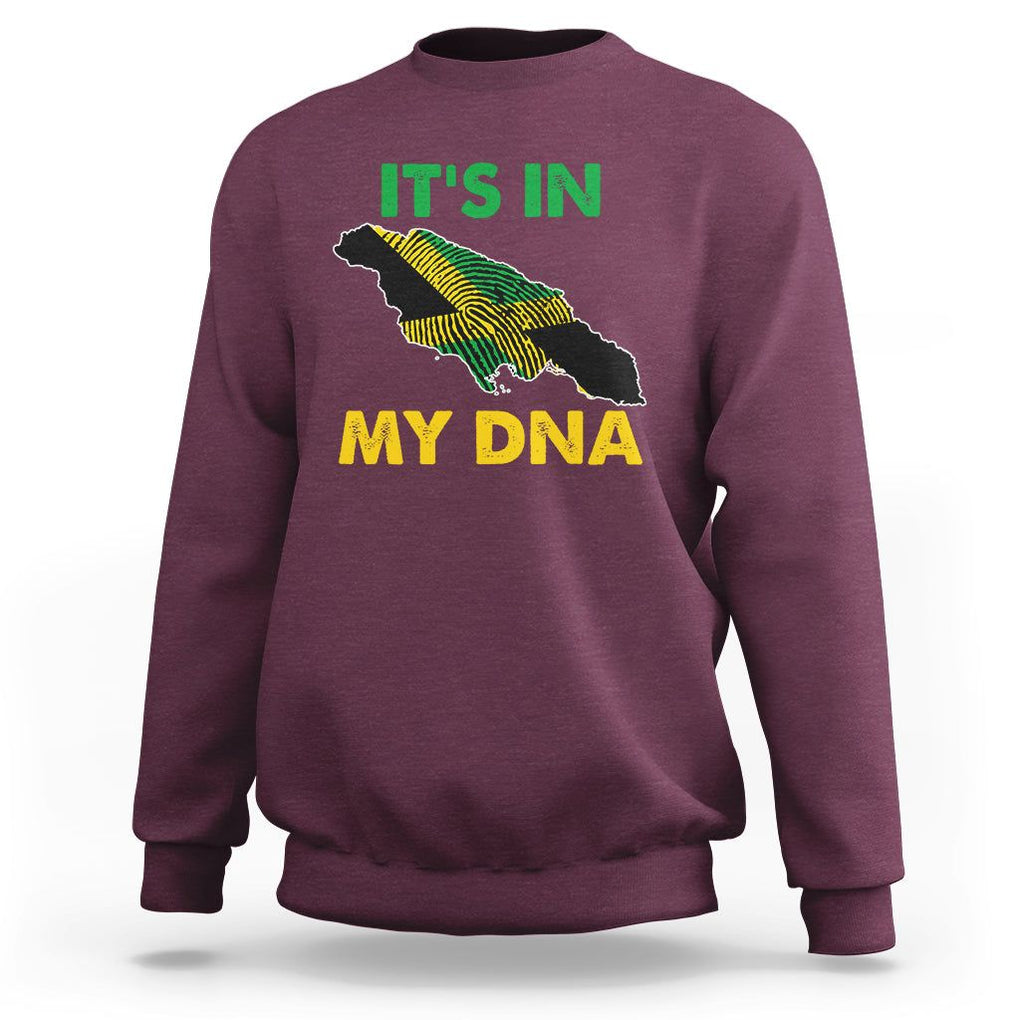 It's In My DNA Proud Jamaican Flag Map Jamaica Reggae Sweatshirt TS02 Maroon Print Your Wear