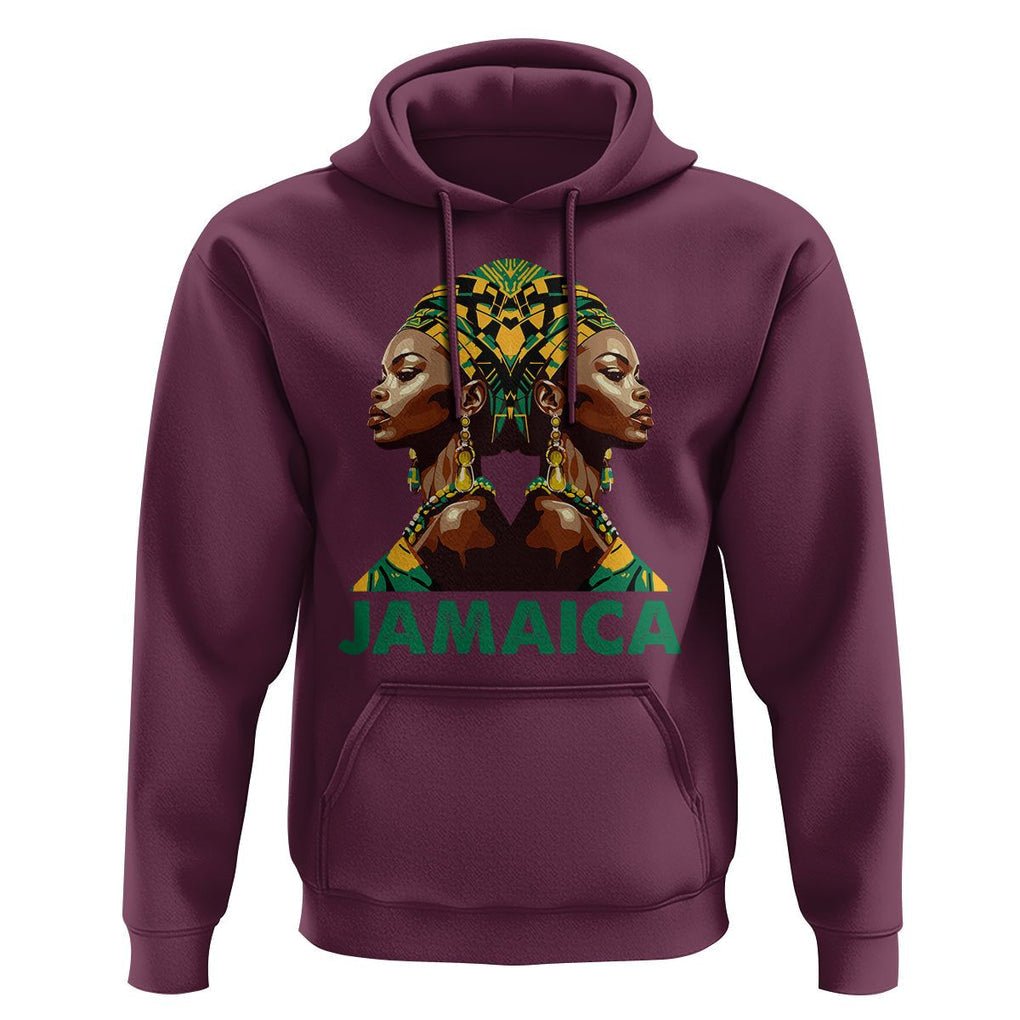 Jamaican Black Girls Melanin Queen Jamaica Flag Hair Womens Hoodie TS02 Maroon Print Your Wear
