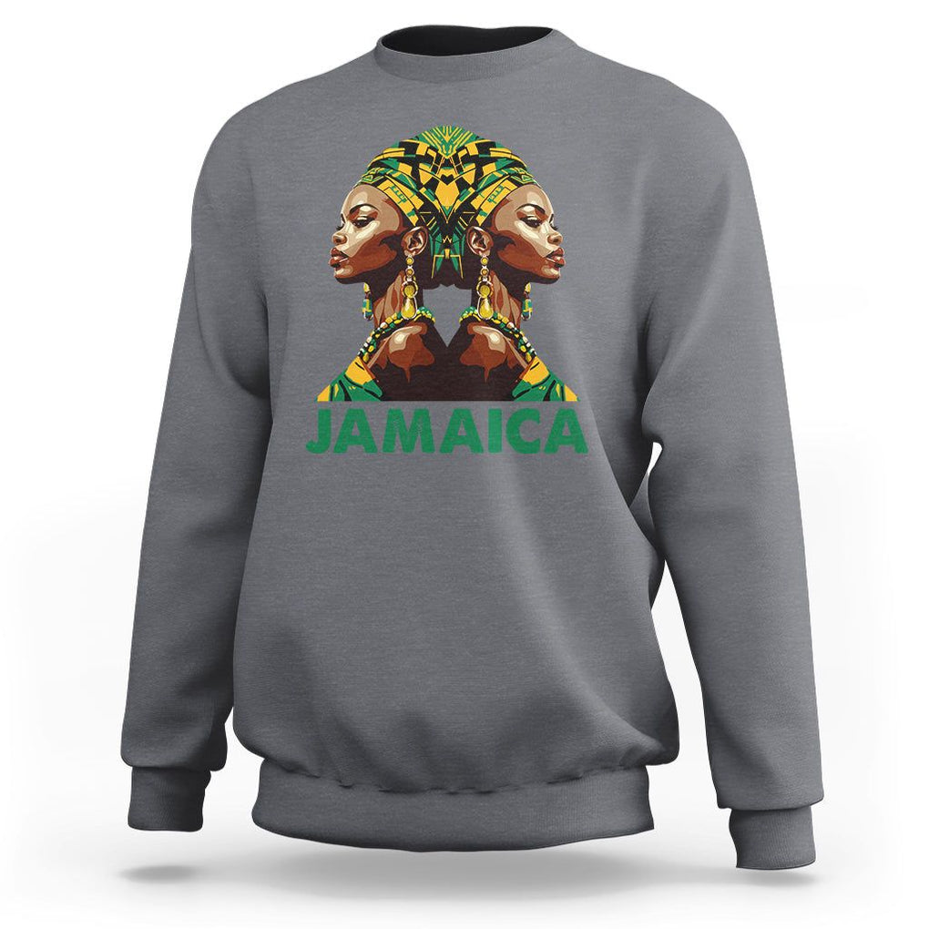 Jamaican Black Girls Melanin Queen Jamaica Flag Hair Womens Sweatshirt TS02 Charcoal Print Your Wear