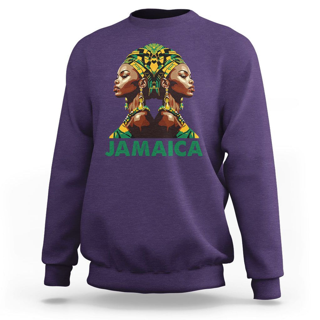 Jamaican Black Girls Melanin Queen Jamaica Flag Hair Womens Sweatshirt TS02 Purple Print Your Wear