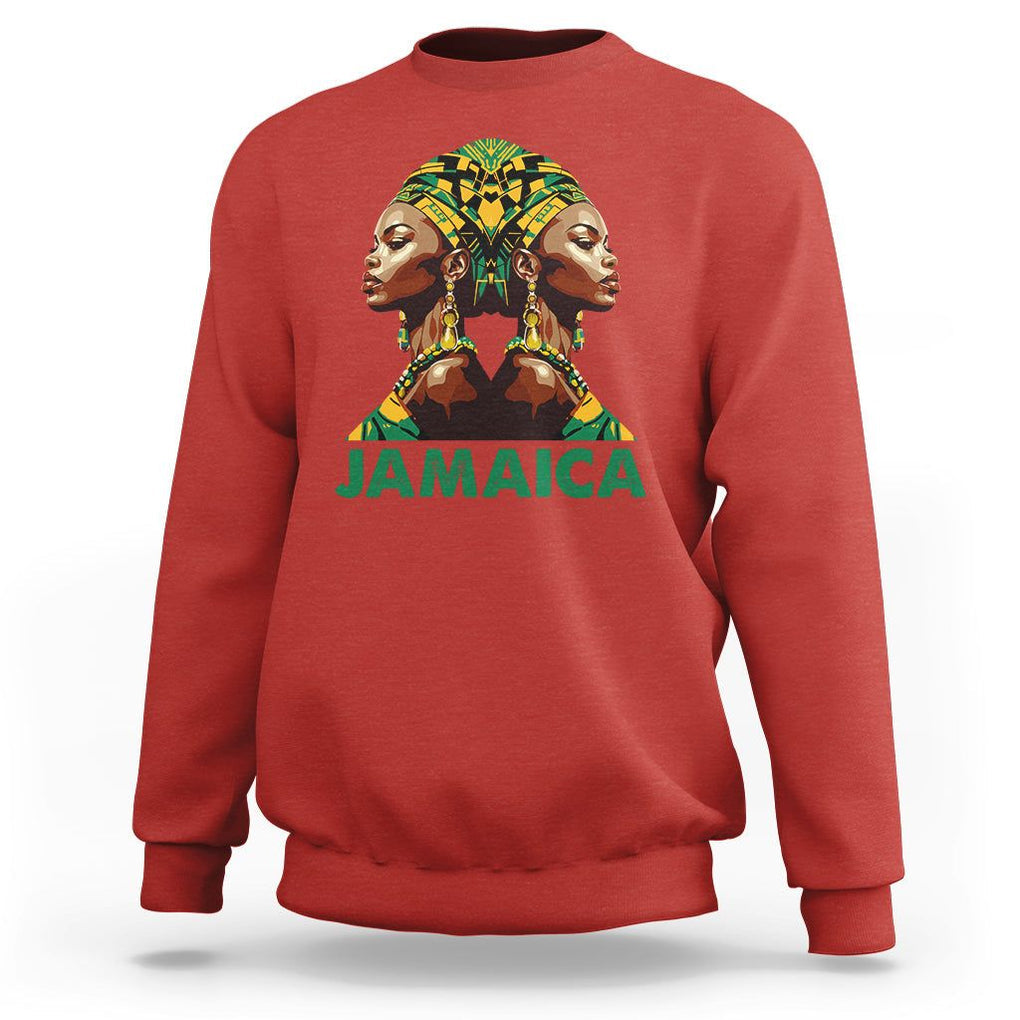 Jamaican Black Girls Melanin Queen Jamaica Flag Hair Womens Sweatshirt TS02 Red Print Your Wear