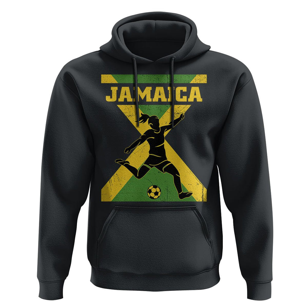 Jamaica Women Football Hoodie Jamaican Flag Girls Soccer Futbol Fan Lover TS02 Black Print Your Wear