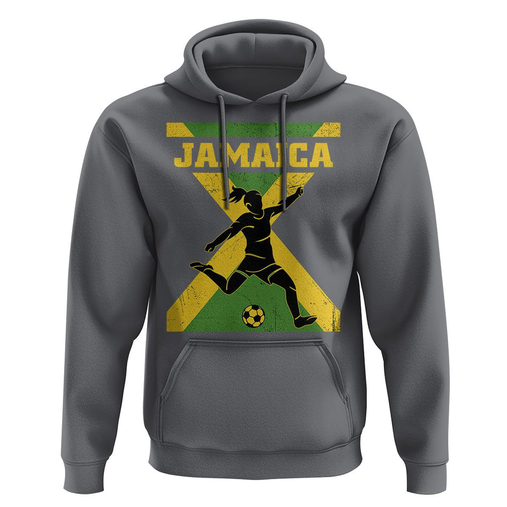 Jamaica Women Football Hoodie Jamaican Flag Girls Soccer Futbol Fan Lover TS02 Charcoal Print Your Wear