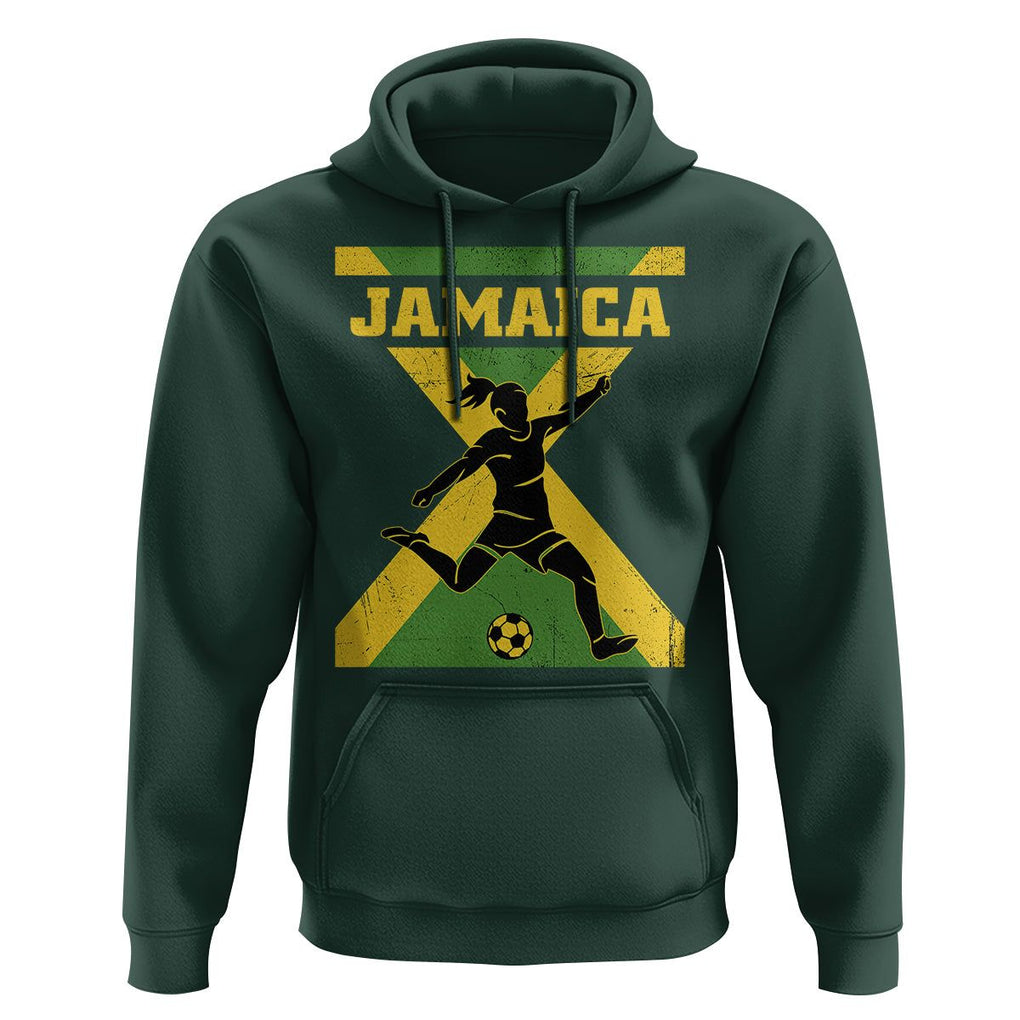 Jamaica Women Football Hoodie Jamaican Flag Girls Soccer Futbol Fan Lover TS02 Dark Forest Green Print Your Wear