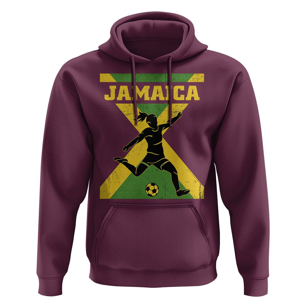Jamaica Women Football Hoodie Jamaican Flag Girls Soccer Futbol Fan Lover TS02 Maroon Print Your Wear