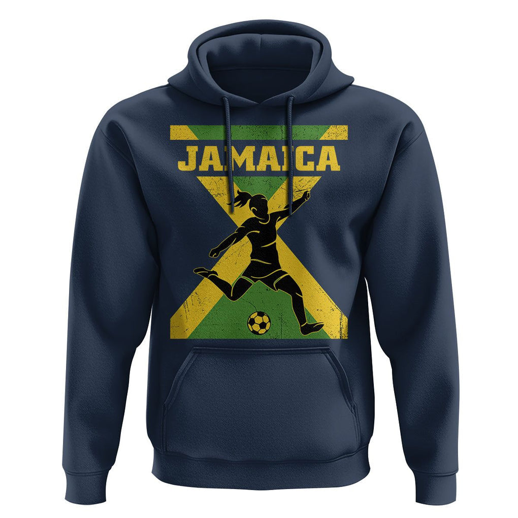 Jamaica Women Football Hoodie Jamaican Flag Girls Soccer Futbol Fan Lover TS02 Navy Print Your Wear