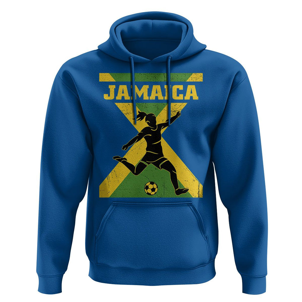 Jamaica Women Football Hoodie Jamaican Flag Girls Soccer Futbol Fan Lover TS02 Royal Blue Print Your Wear
