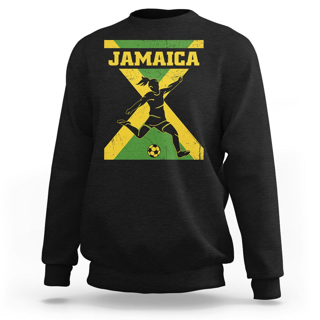 Jamaica Women Football Sweatshirt Jamaican Flag Girls Soccer Futbol Fan Lover TS02 Black Print Your Wear