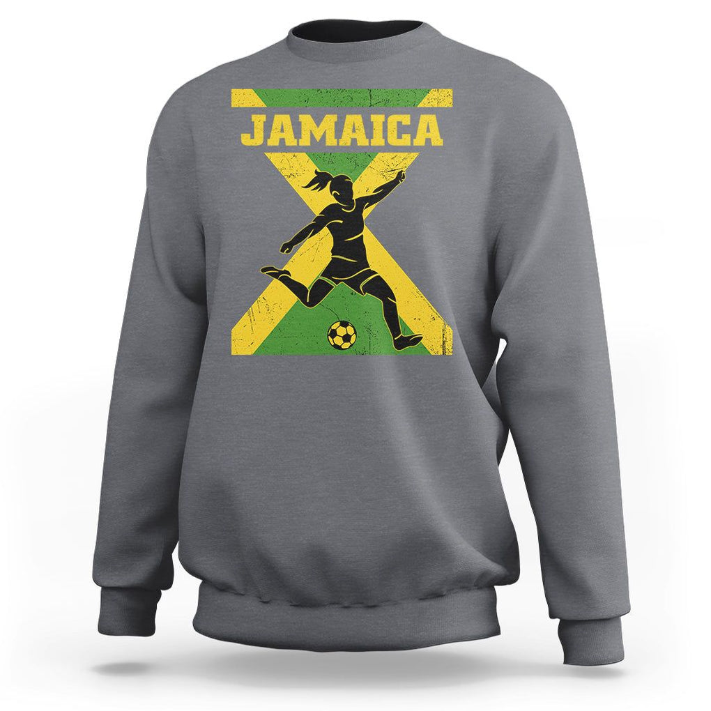 Jamaica Women Football Sweatshirt Jamaican Flag Girls Soccer Futbol Fan Lover TS02 Charcoal Print Your Wear