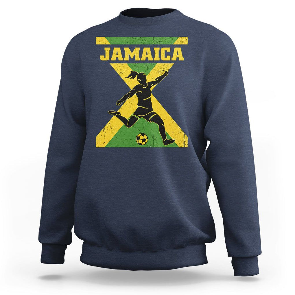 Jamaica Women Football Sweatshirt Jamaican Flag Girls Soccer Futbol Fan Lover TS02 Navy Print Your Wear